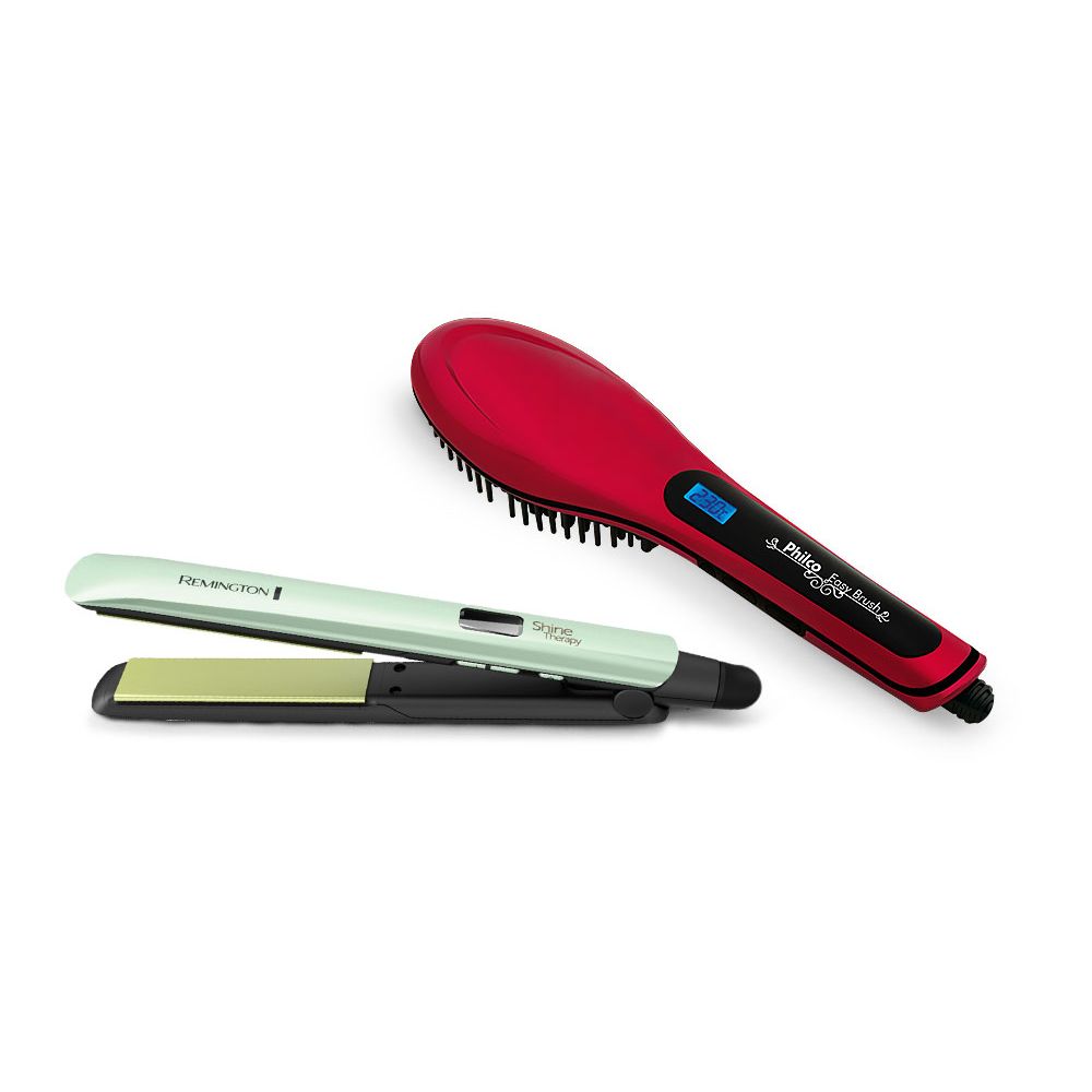 Prancha Shine Therapy 2x Remington + Escova Elétrica Alisadora Easy Brush Philco - A Combinação Perfeita!