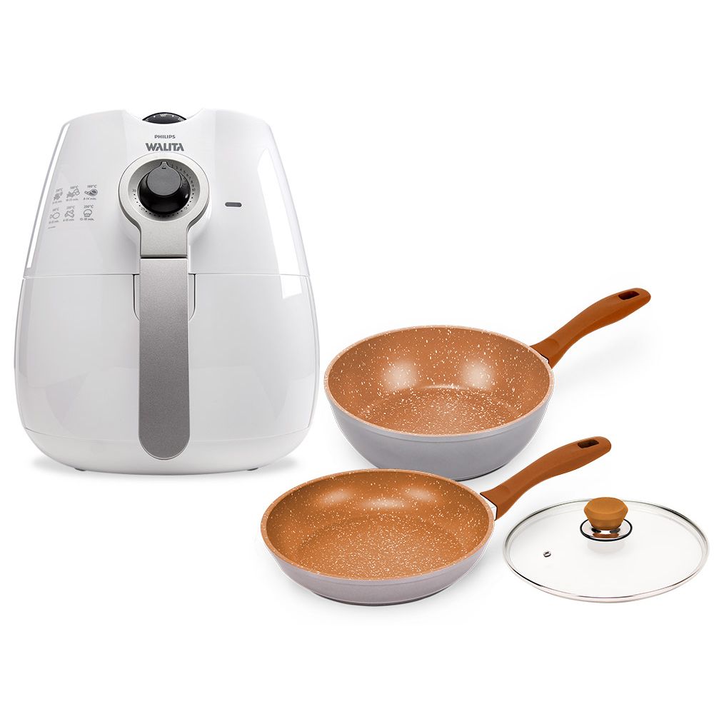 Fritadeira Elétrica Airfryer Philips Walita + Kit de Panelas Flavorstone Cobre Color Edition