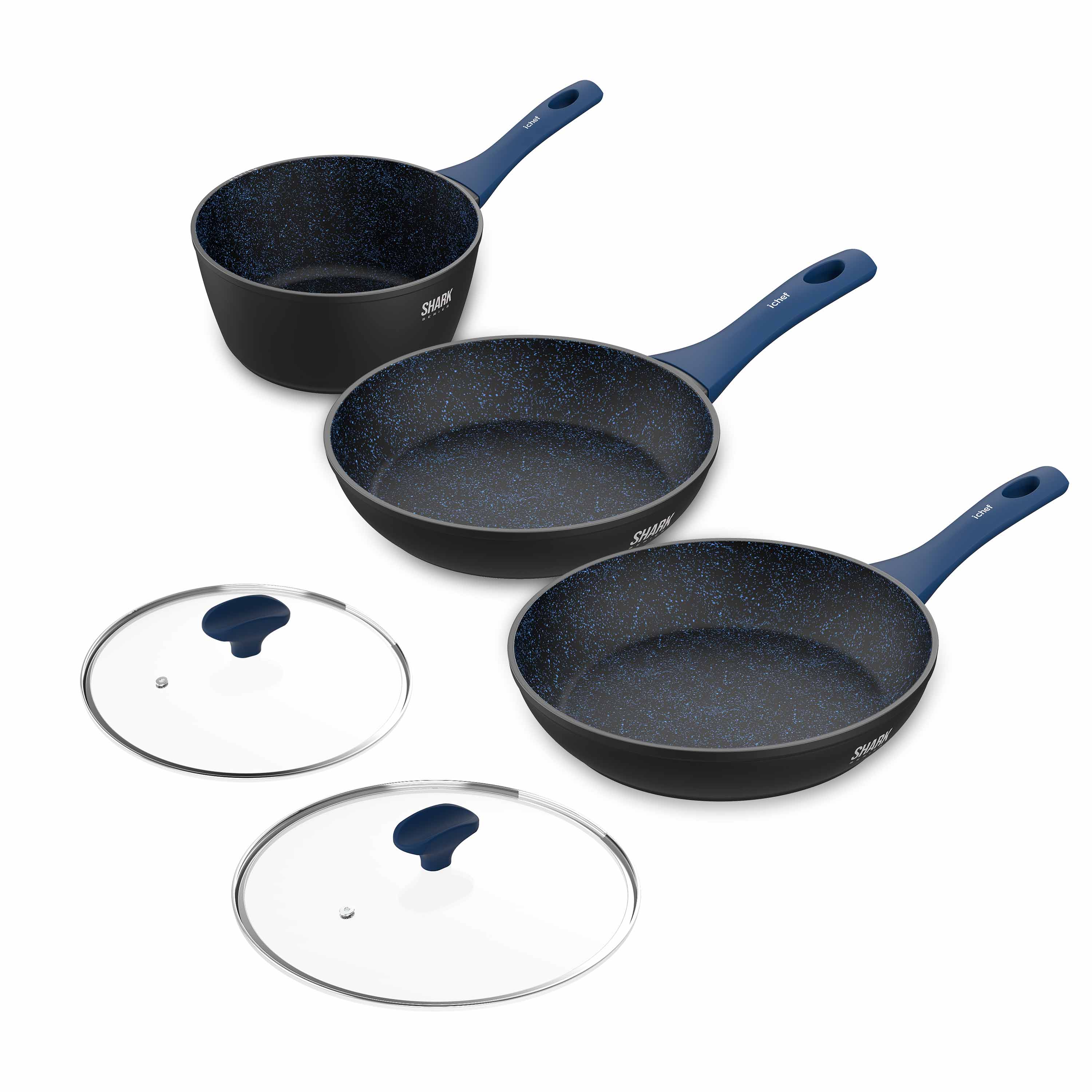 Super Combo Ichef Azul com 3 Panelas Home e 2 Tampas