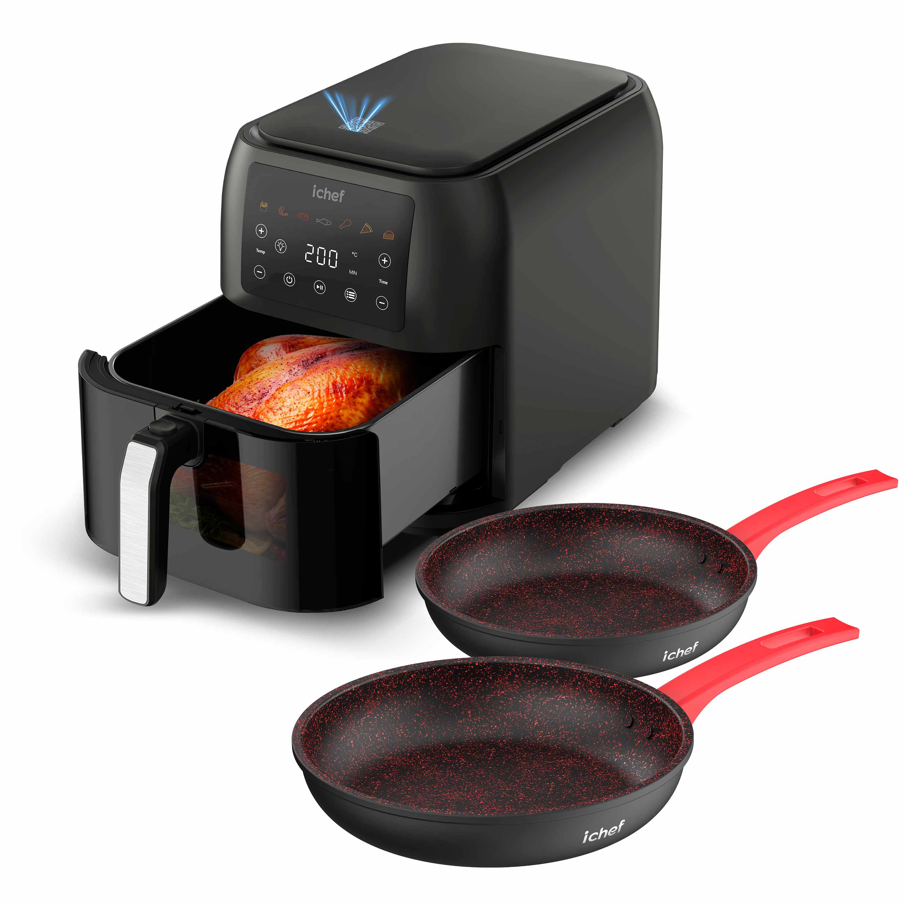 Fritadeira Elétrica Airfryer Max Space 8L e Panelas First Sauté Petit 20cm e Sauté Grand 24cm