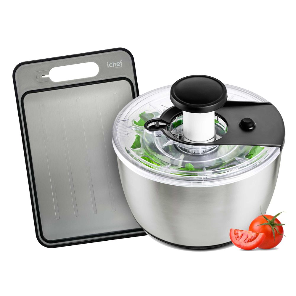 Centrífuga de Salada 6L Salad Spinner e Tábua de Corte Dupla Face - Ichef Dual Cut | Ichef