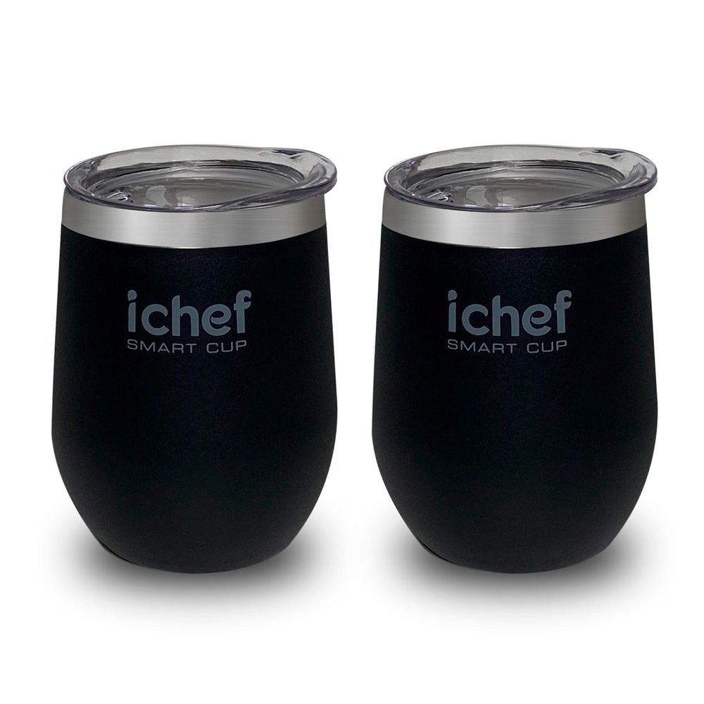 Dois Copos Térmico Com Tampa iChef Smart Cup 350 ml | Preto