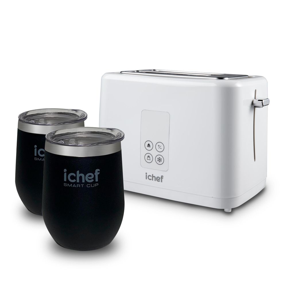 Torradeira Elétrica Ichef Breakfast mais Copos Térmico Com Tampa iChef Smart Cup 350 ml Preto | 127V