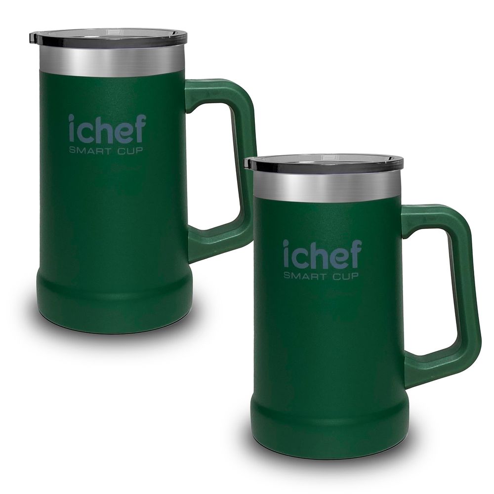 Duas Canecas Térmica para Chopp Com Tampa Smart Cup iChef 710 ml | Verde
