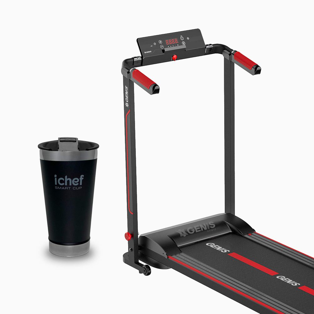 Esteira Ergométrica Dobrável GT 500 Genis e Copo Térmico Ichef Com Tampa Smart Cup 600 ml - Preto | Bivolt