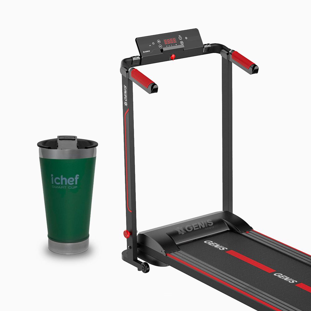 Esteira Ergométrica Dobrável GT 500 Genis e Copo Térmico Ichef Com Tampa Smart Cup 600 ml - Verde | Ichef