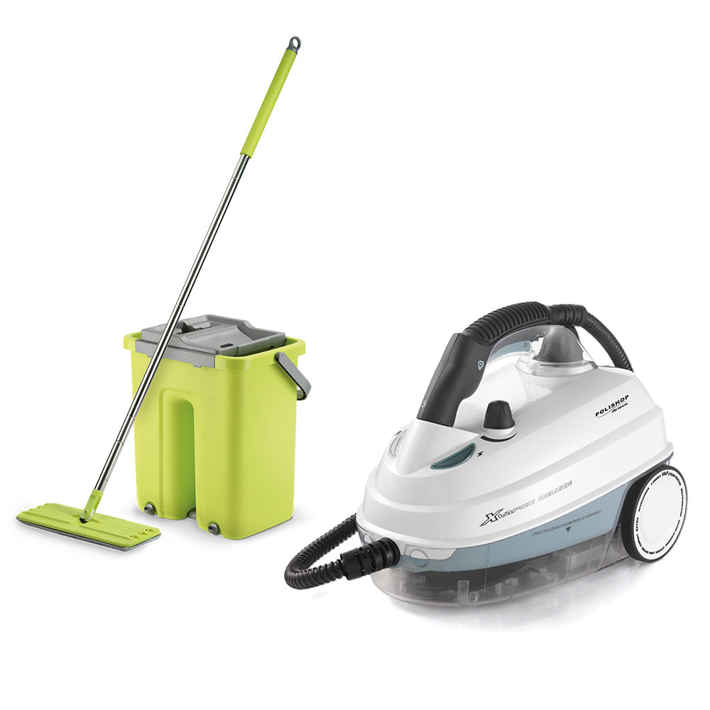 Limpador a Vapor XVapor Deluxe POLISHOP Ariete + Limpador Multiuso Wash & Dry Fast Mop Polishop Menor preço em Limpador a Vapor XVapor Deluxe POLISHOP Ariete + Limpador Multiuso Wash & Dry Fast Mop Polishop