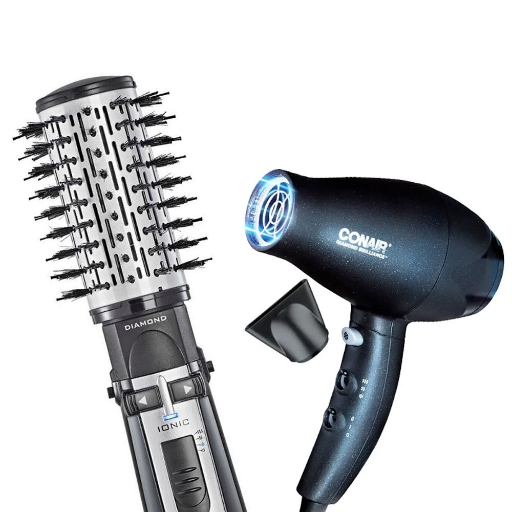 Escova Rotating Air Brush Diamond Brilliance Conair + Secador Diamond Brilliance Conair Menor preço em Escova Rotating Air Brush Diamond Brilliance Conair + Secador Diamond Brilliance Conair