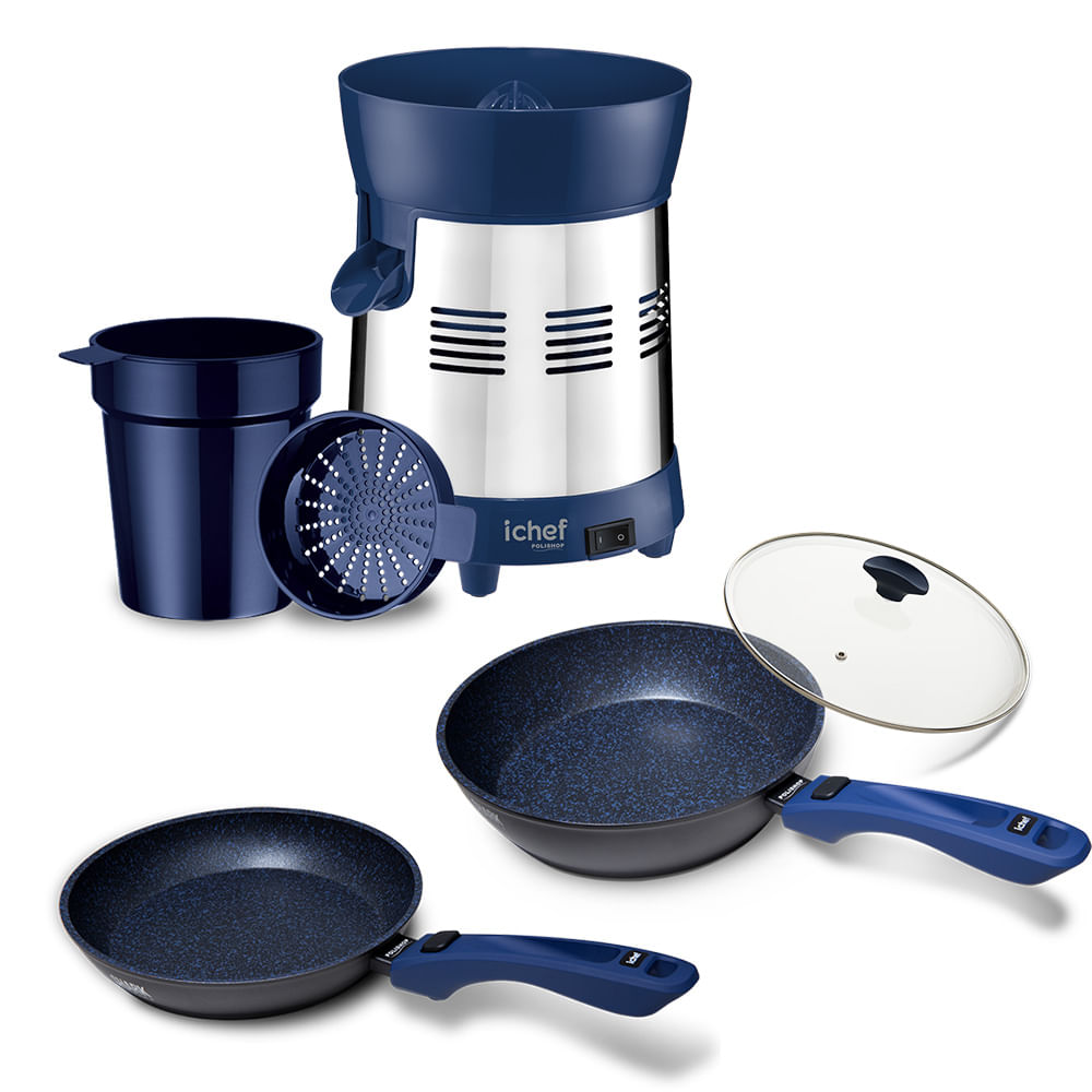Extrator de Sucos Turbo + Panela Saute Grand 24cm + Panela Day By Day 24cm + Tampa 24cm Ichef SHARK SERIES