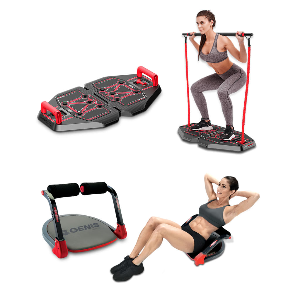 Plataforma de Exercícios Transformer Full Body Station + Plataforma Abdominal Ab Max Genis