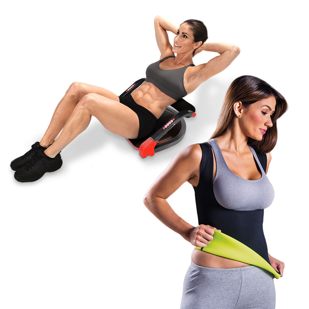 Plataforma Abdominal Ab Max Genis e GANHE 1 Fitnow T-Shirt Feminina Preta