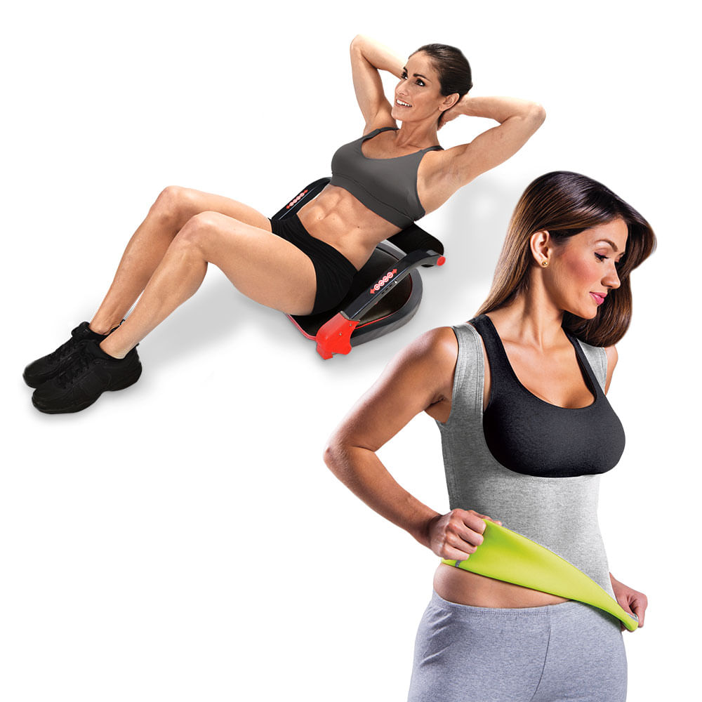 Plataforma Abdominal Ab Max Genis e GANHE 1 Fitnow T-Shirt Feminina Cinza