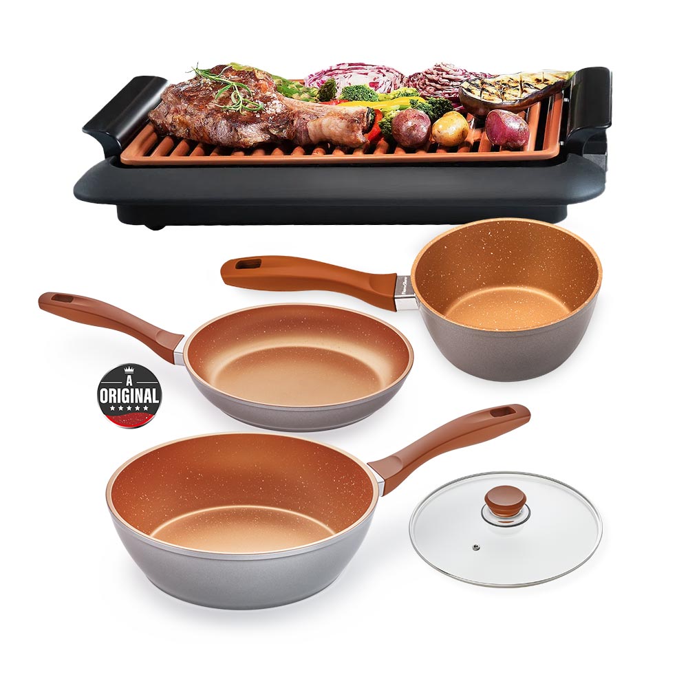 Panelas + Tampa Cobre Ganhe Churrasqueira Grill Polishop