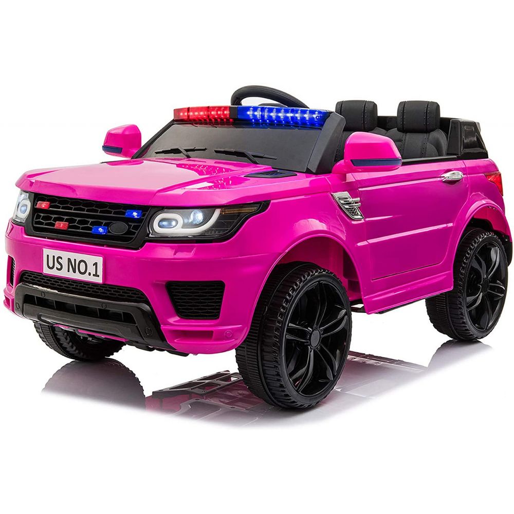 TOBBI Carro Elétrico Policial 12V Recarregável para Crianças 2 Assentos até 29 kg Idade Recomendada 3 Rosa