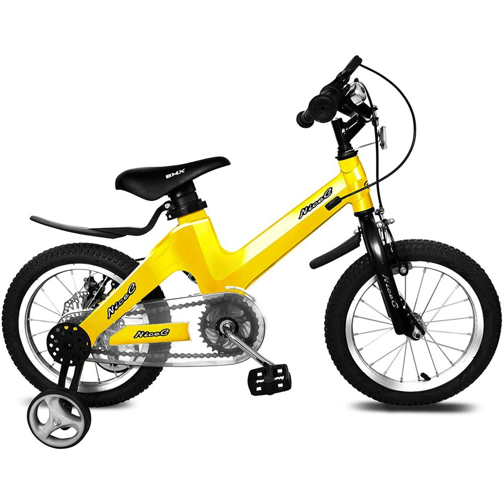 NiceC Bicicleta Infantil BMX com Freio a Disco Duplo para Meninos e Meninas Amarela