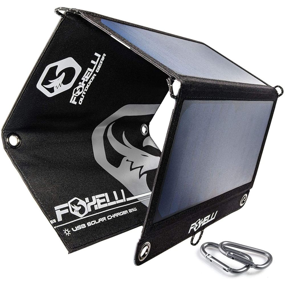 Foxelli Painel Solar carregador portátil c entrada USB 21W 12V 1 unidade