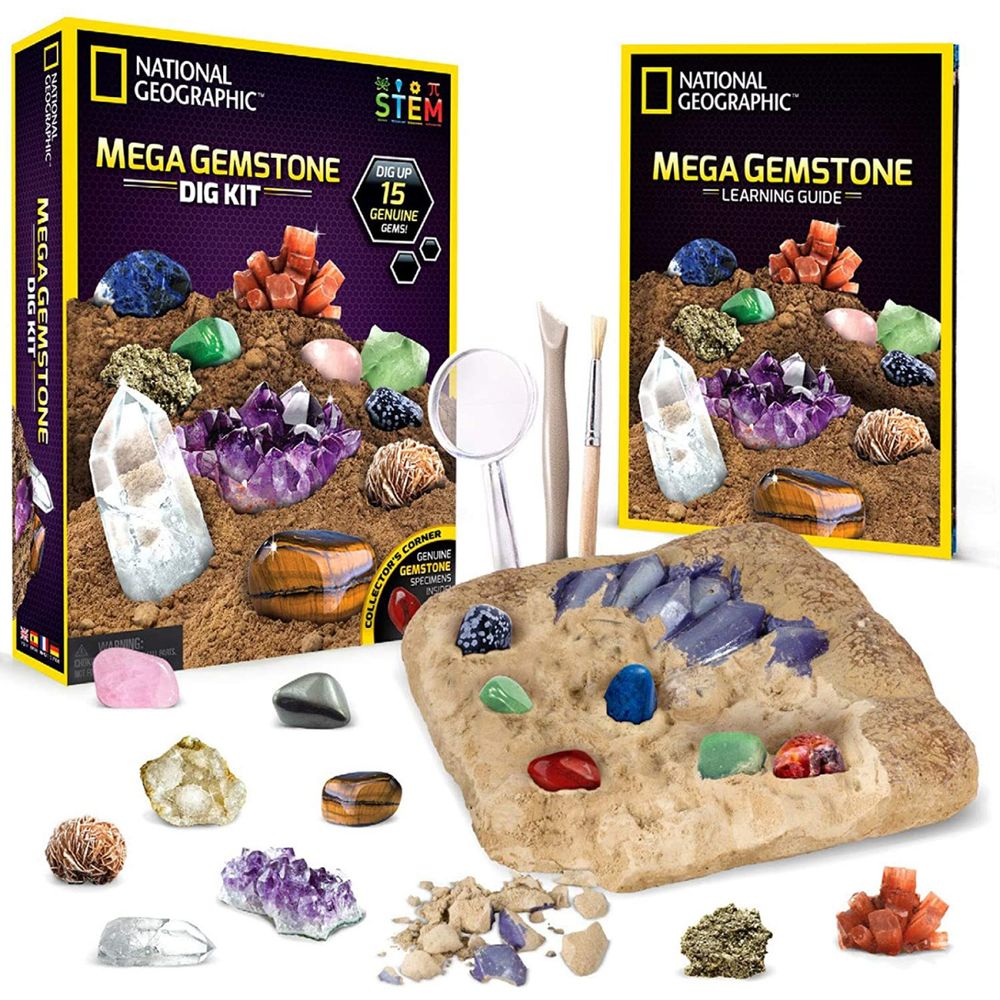 NATIONAL GEOGRAPHIC Kit de Escavação de 15 Pedras Preciosas para Crianças
