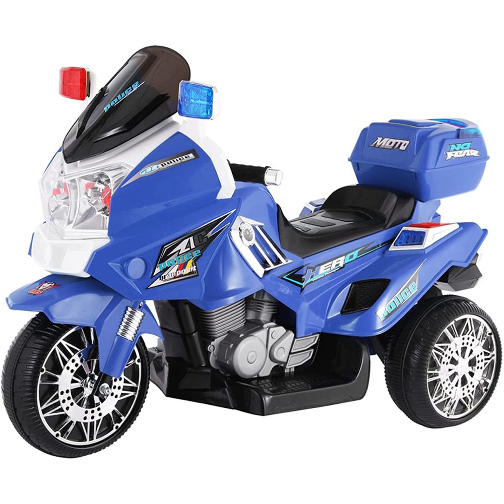 MAMIZO Moto Elétrica Policial 12V para Crianças com USBMP3 até 4 kmh Idade Recomendada 3 Azul