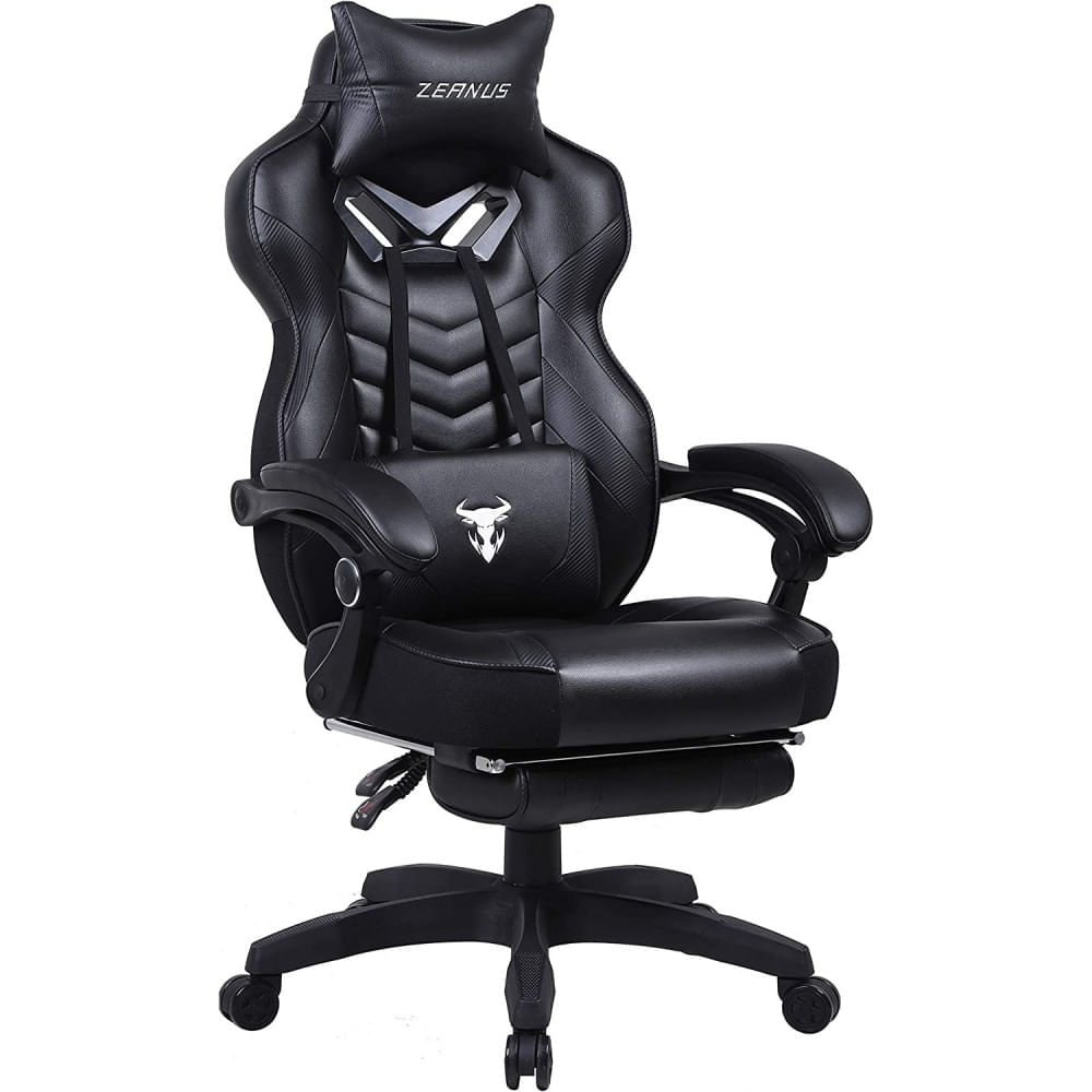 Zeanus ZE200 Cadeira de Escritorio Gamer Giratoria Ergonomica Reclinavel Preta