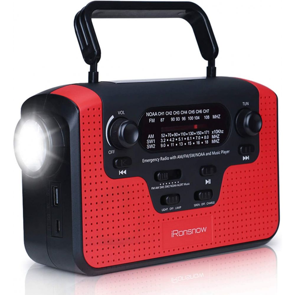 Radio AMFMSWWBNOAA Manivela Solar Recarregavel Sirene SOS MP3 Lanterna Carregador USB