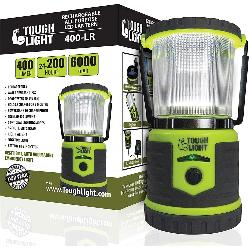 Lanterna LED 400 Lumens 2 Cabos Carregador USB Resistente a Agua e Queda Classe Militar